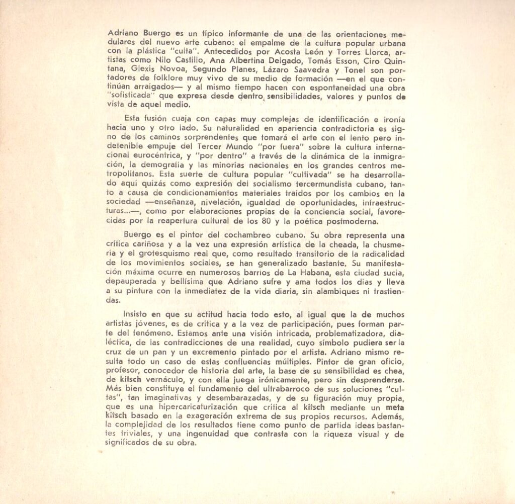 Catálogo 'Roto' / Adriano Buergo [1989] Incubadora